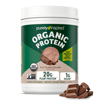 Purely Inspired Plant-Based Protein Powder for Men & Women, Rich Decadent Chocolate (16 Servings) - Vegan & Organic - 20g of Pea Protein Powder for Smoothies & Shakes - dailyvitalstore