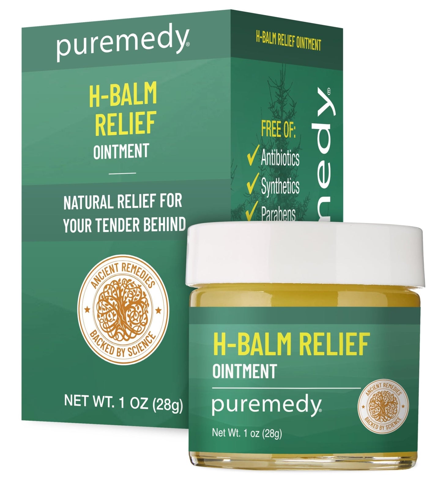 Puremedy - H-Relief Balm - All-Natural Salve for Bottom Lumps and Fissures, with Only Certified Organic or Wild Harvested Ingredients, 1 oz - dailyvitalstore