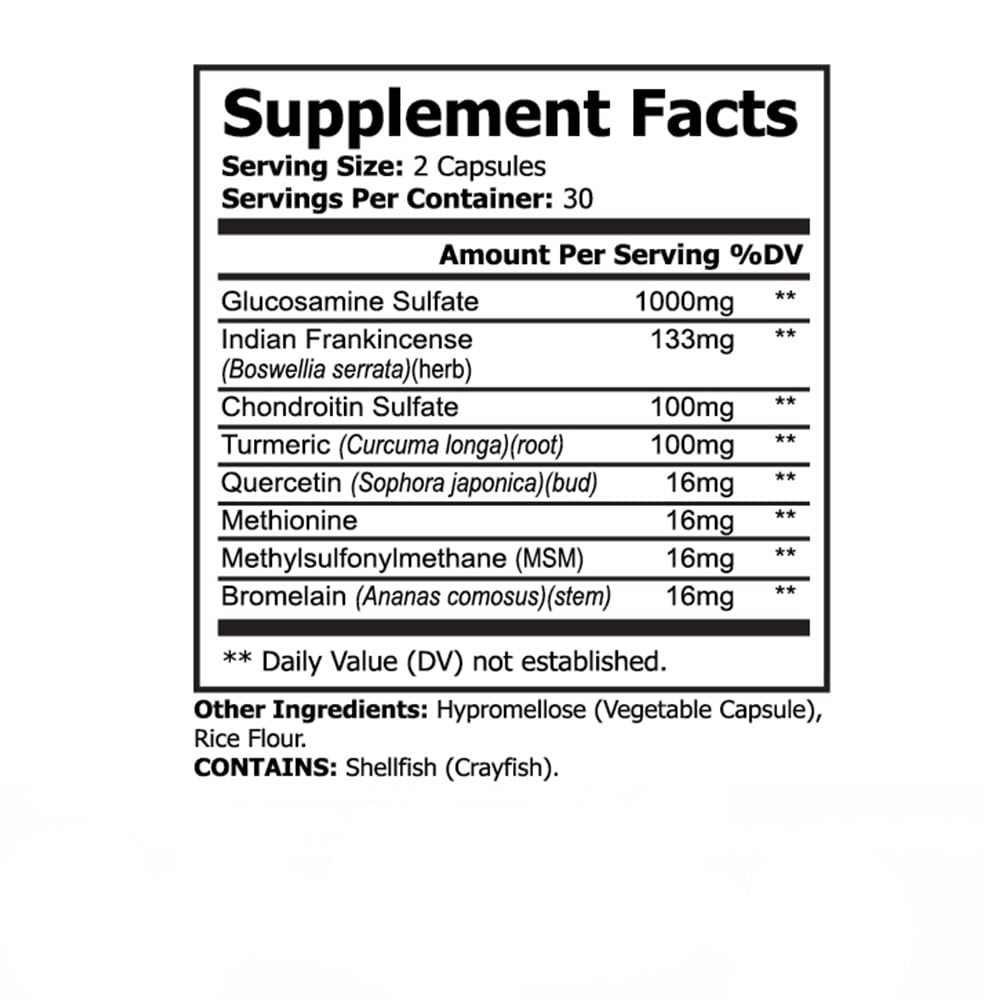PureNature Joint Rest - Joint Support Supplement with Glucosamine, Chondroitin, Boswellia, MSM, Turmeric, Bromelain, – 60 Capsules - dailyvitalstore