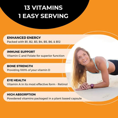 PurePath Non-Toxic Adult Multivitamin - 13 Vitamins - 100% RDA - No Harmful Megadoses - with B6 & B12 - dailyvitalstore