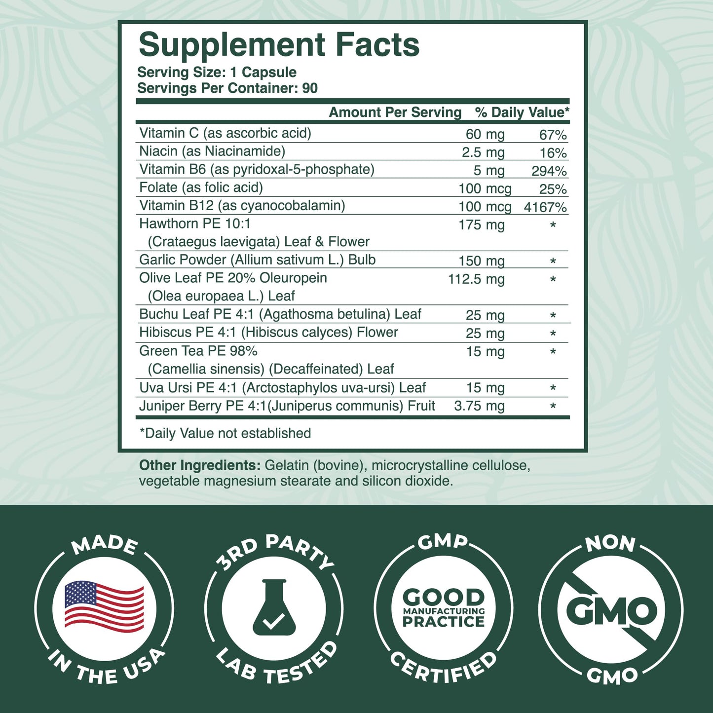 PurePremium Blood Pressure Supplements with Hawthorn Berry, Hibiscus, Garlic & Vitamin B12- Nitric Oxide Supplement for Normal Heart Health - dailyvitalstore