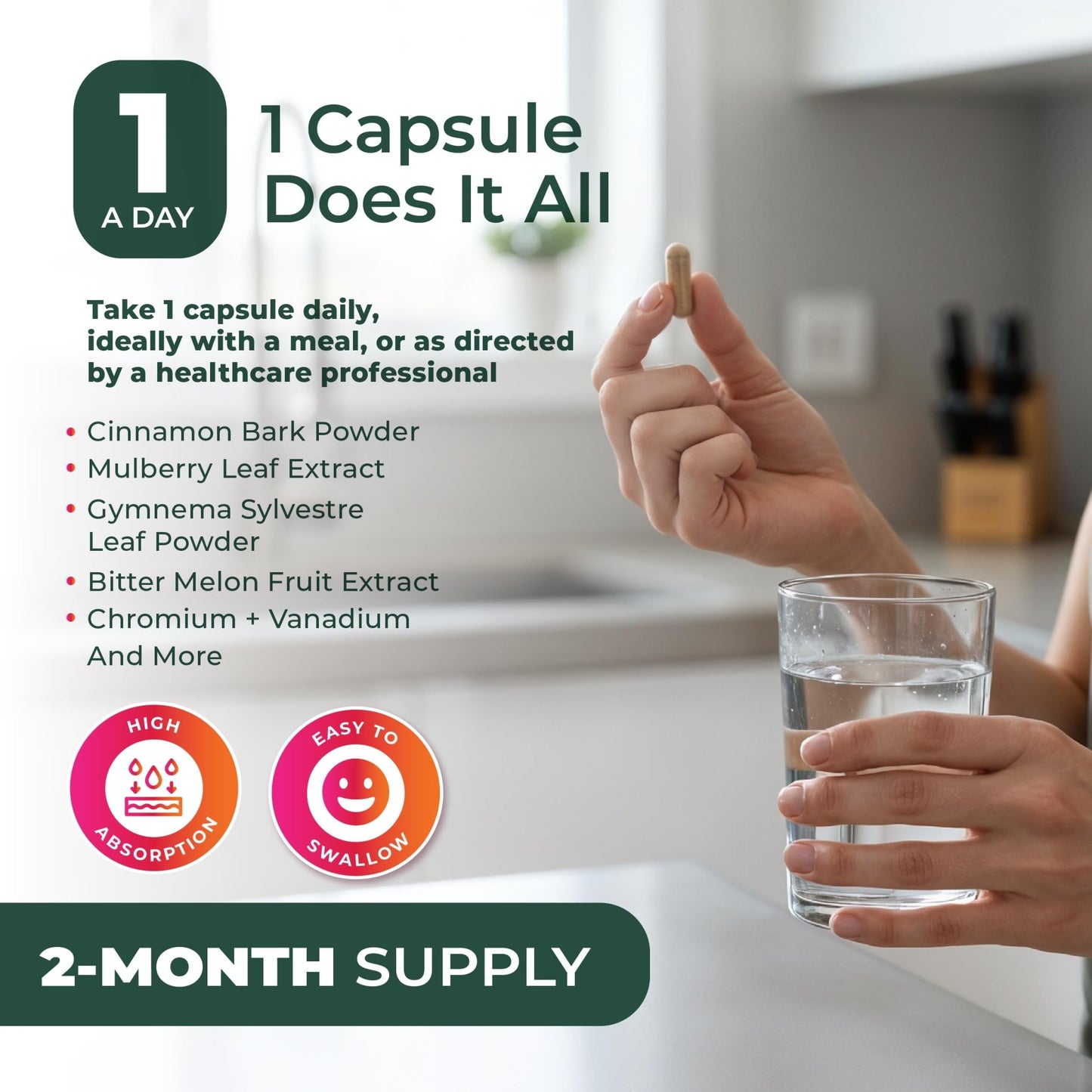 PurePremium Normal Blood Sugar Support Supplement - 20 Active Ingredients Complex to Support Blood Sugar Levels Already in The Normal Range - with Cinnamon - dailyvitalstore