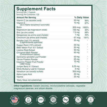 PurePremium Normal Blood Sugar Support Supplement - 20 Active Ingredients Complex to Support Blood Sugar Levels Already in The Normal Range - with Cinnamon - dailyvitalstore