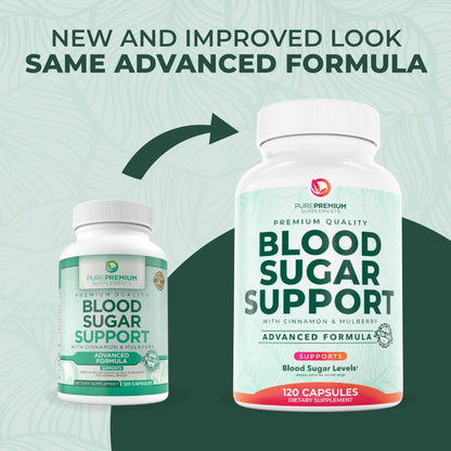 PurePremium Normal Blood Sugar Support Supplement - 20 Active Ingredients Complex to Support Blood Sugar Levels Already in The Normal Range - with Cinnamon - dailyvitalstore