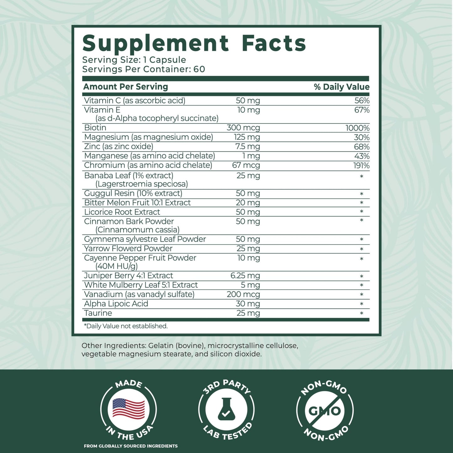 PurePremium Normal Blood Sugar Support Supplement - 20 Active Ingredients Complex to Support Blood Sugar Levels Already in The Normal Range - with Cinnamon - dailyvitalstore