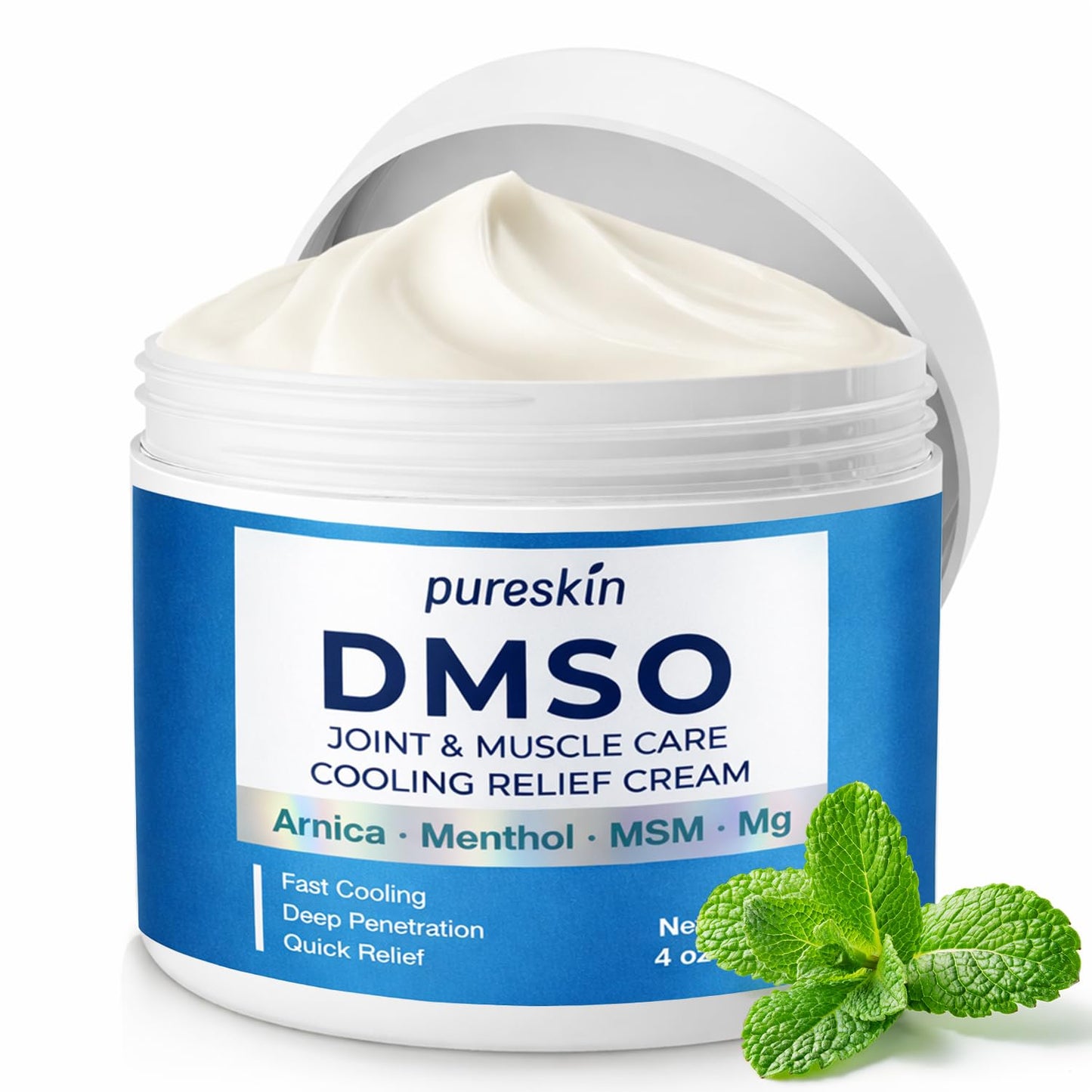 PURESKIN DMSO Relief Cream – Pharmaceutical Grade Fast-Absorbing Cooling Formula for Active Lifestyles – Lightweight Cream with Arnica, MSM, Magnesium, Menthol & Aloe, 4 oz - dailyvitalstore