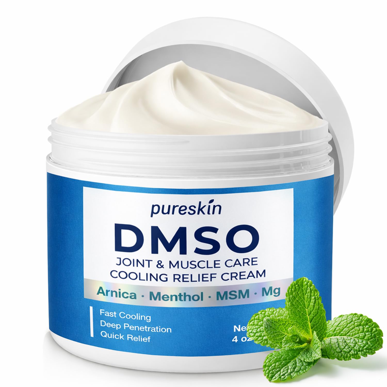 PURESKIN DMSO Relief Cream – Pharmaceutical Grade Fast-Absorbing Cooling Formula for Active Lifestyles – Lightweight Cream with Arnica, MSM, Magnesium, Menthol & Aloe, 4 oz - dailyvitalstore