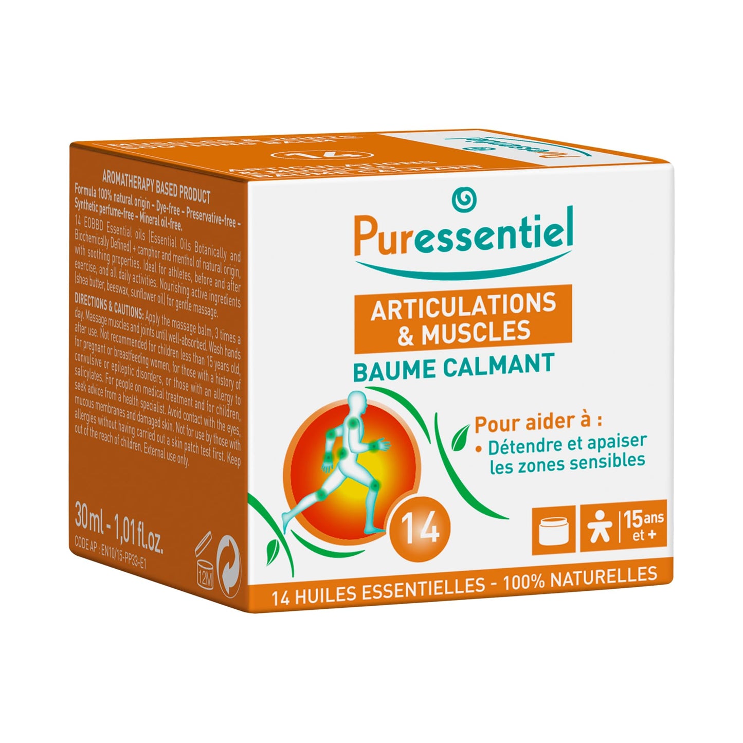 Puressentiel Muscle and Joints Balm - Essential Oil and Shea Butter Balm for Back and Neck Massage - Dye-Free, No Preservatives - 1.01 oz - dailyvitalstore