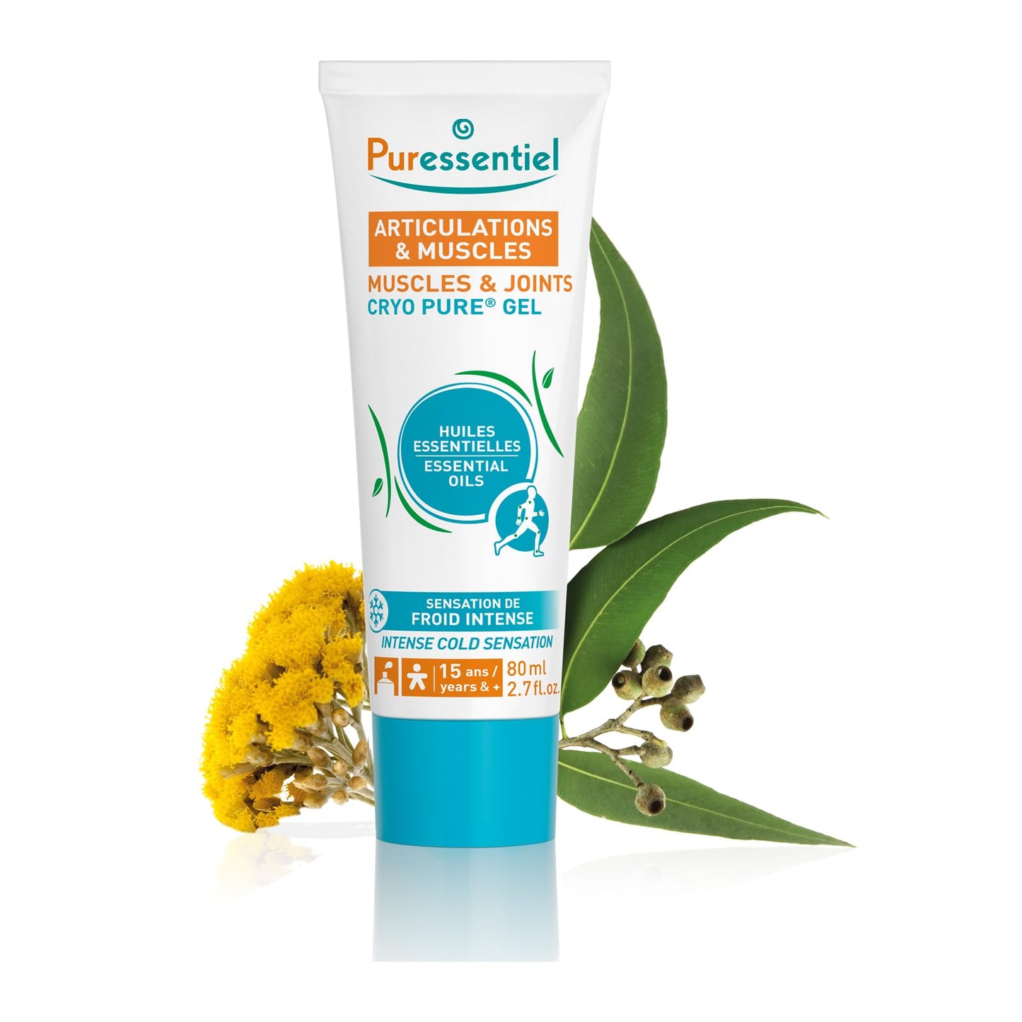 Puressentiel Muscles and Joints Cryo Pure Gel - Intense Cold Effect - Non-Sticky Formula with 14 Calming Essential Oils - Muscle Relaxer - 2.7 oz - dailyvitalstore