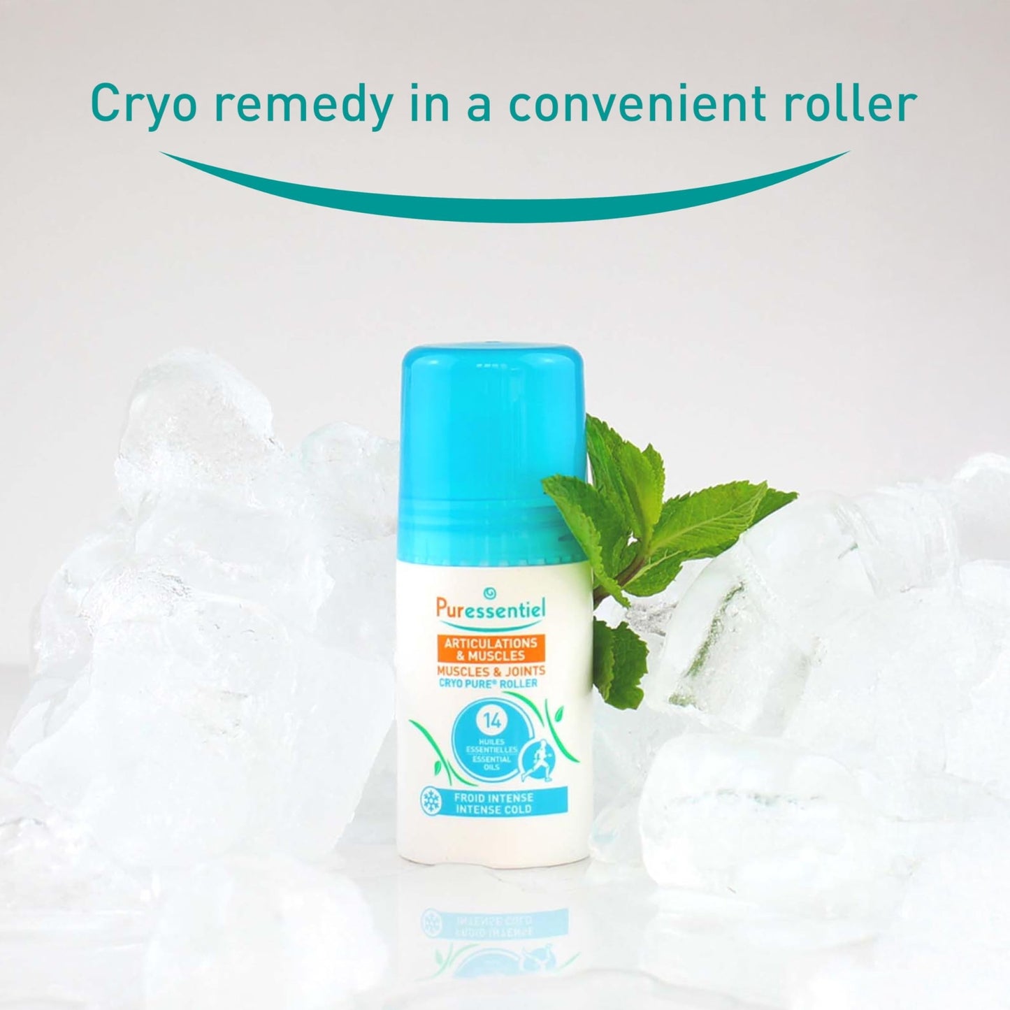 Puressentiel Muscles and Joints Cryo Pure Roller - Natural Menthol and Essential Oils Soothe Muscles - Long Lasting Cooling Sensation - 2.5 oz - dailyvitalstore
