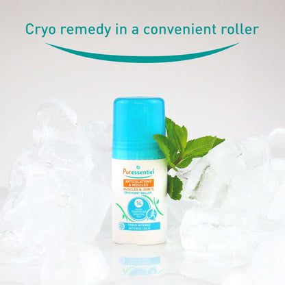 Puressentiel Muscles and Joints Cryo Pure Roller - Natural Menthol and Essential Oils Soothe Muscles - Long Lasting Cooling Sensation - 2.5 oz - dailyvitalstore