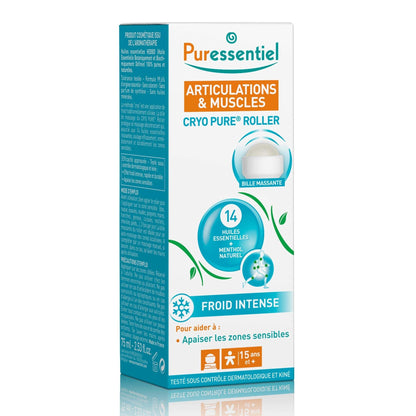 Puressentiel Muscles and Joints Cryo Pure Roller - Natural Menthol and Essential Oils Soothe Muscles - Long Lasting Cooling Sensation - 2.5 oz - dailyvitalstore