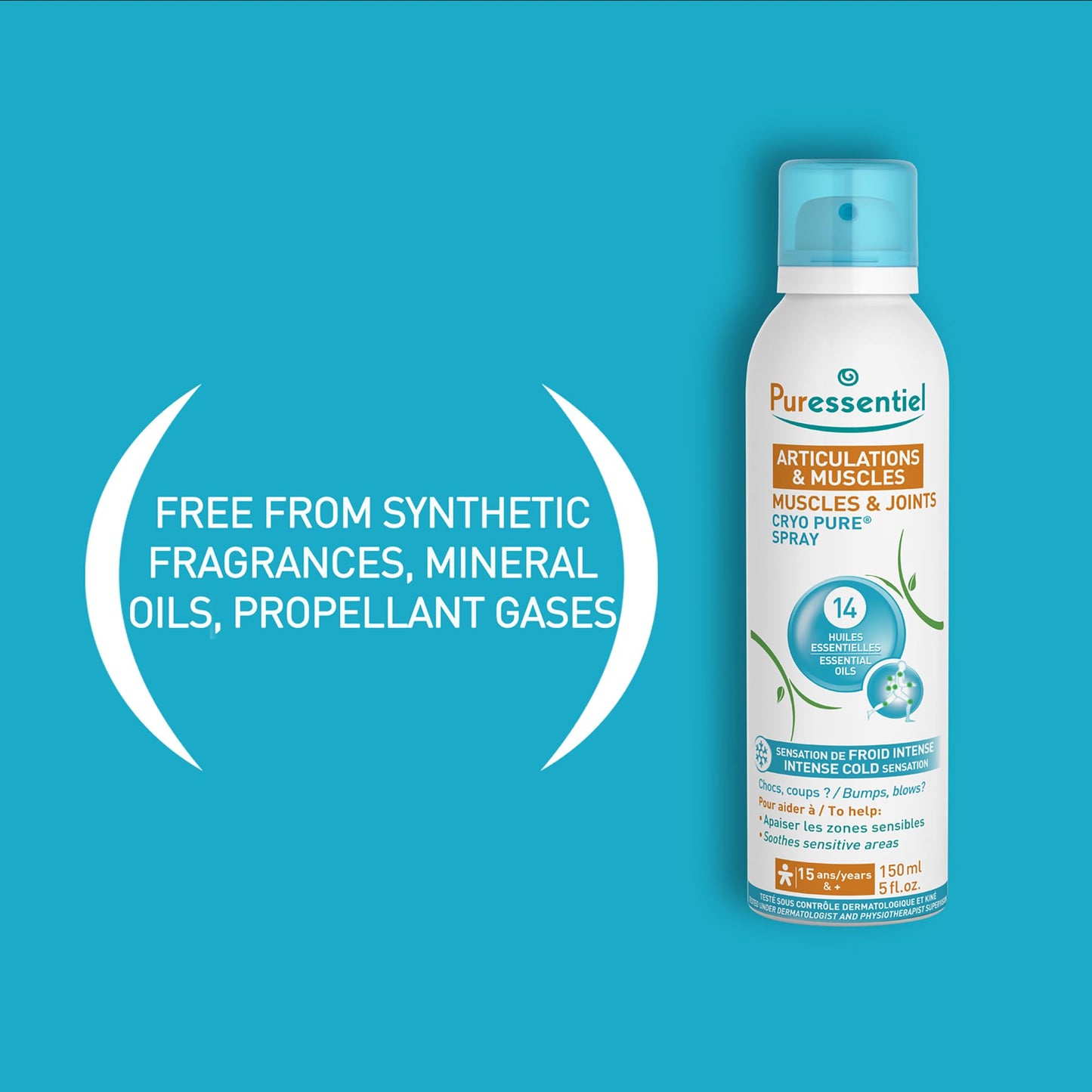 Puressentiel Muscles and Joints Cryo Pure Spray - Natural Menthol and Essential Oils Soothe Muscle Stiffness - Long Lasting Cooling Sensation - 5 oz - dailyvitalstore