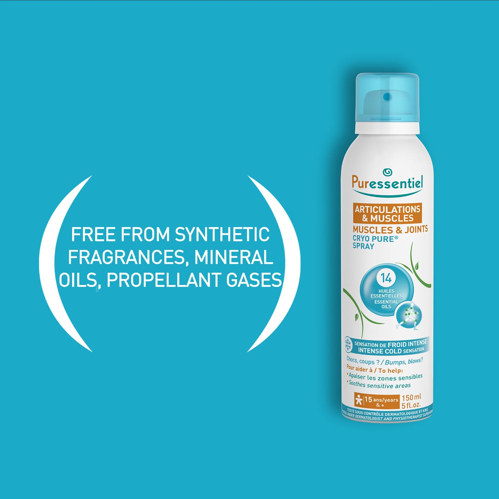 Puressentiel Muscles and Joints Cryo Pure Spray - Natural Menthol and Essential Oils Soothe Muscle Stiffness - Long Lasting Cooling Sensation - 5 oz - dailyvitalstore