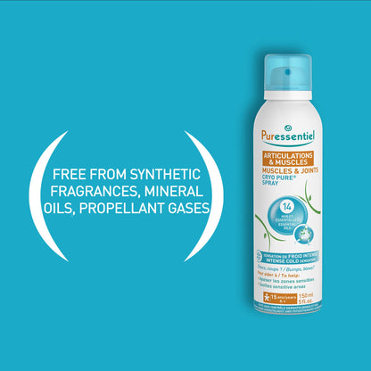 Puressentiel Muscles and Joints Cryo Pure Spray - Natural Menthol and Essential Oils Soothe Muscle Stiffness - Long Lasting Cooling Sensation - 5 oz - dailyvitalstore