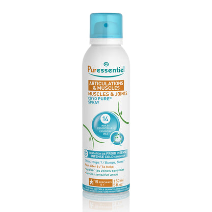 Puressentiel Muscles and Joints Cryo Pure Spray - Natural Menthol and Essential Oils Soothe Muscle Stiffness - Long Lasting Cooling Sensation - 5 oz - dailyvitalstore