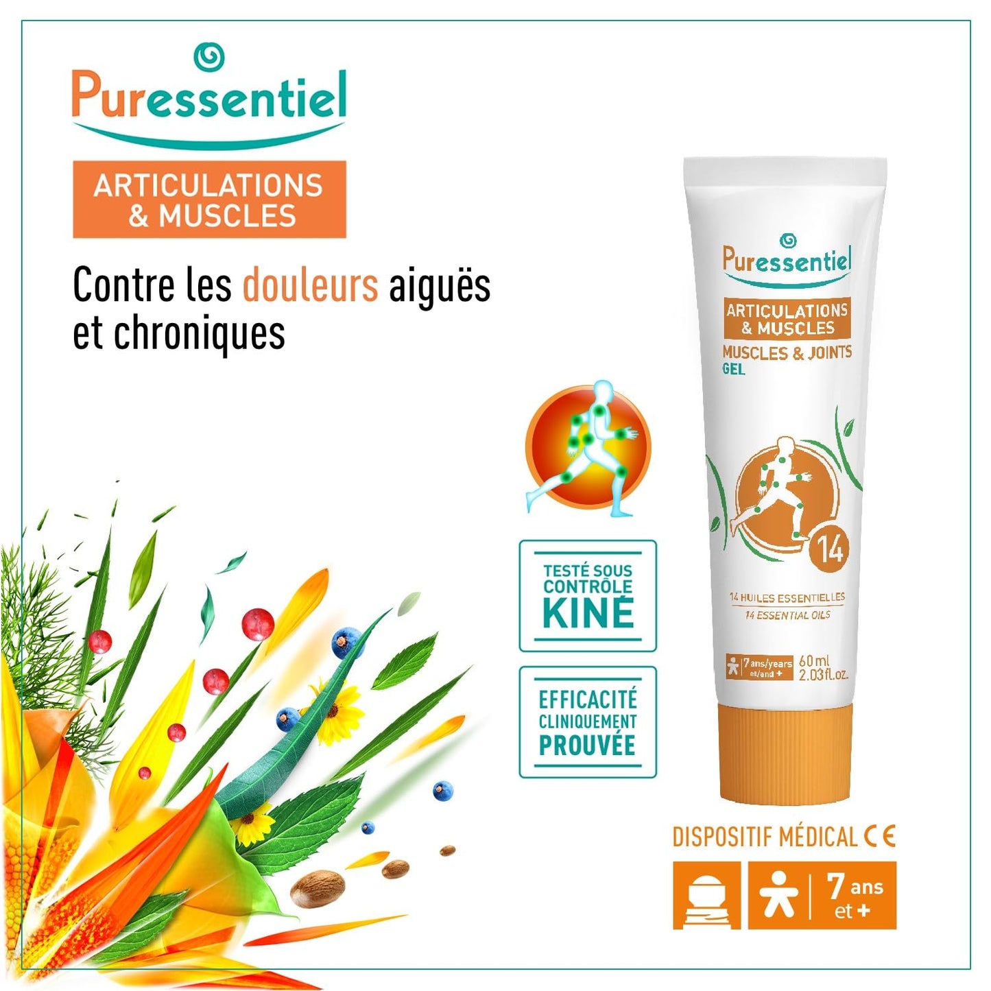 Puressentiel Muscles and Joints Gel - Soothing Gel for Muscle Relief and Knee Relief - Cooling Gel for Foot Relief - Back Gel - 2.02 oz - dailyvitalstore