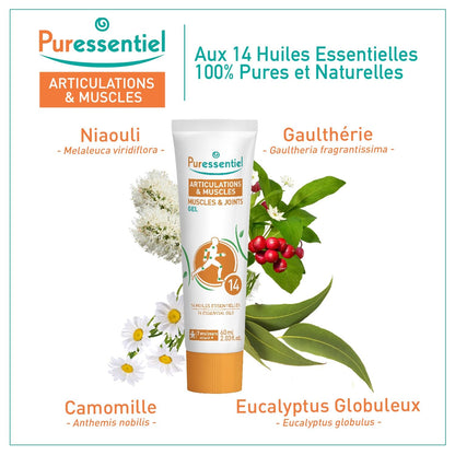 Puressentiel Muscles and Joints Gel - Soothing Gel for Muscle Relief and Knee Relief - Cooling Gel for Foot Relief - Back Gel - 2.02 oz - dailyvitalstore