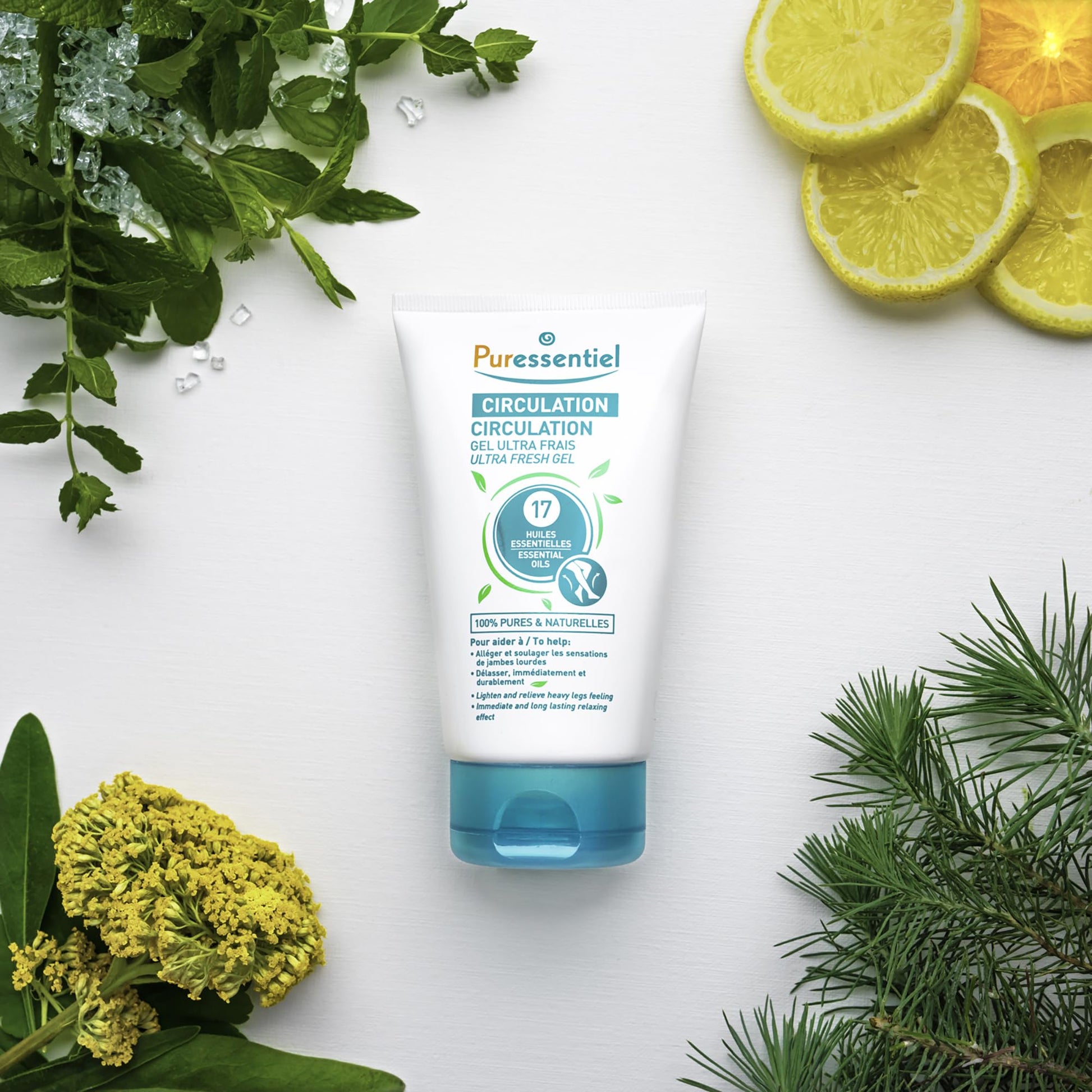 Puressentiel Soothing Gel for Tired Feet, Ankles, Legs - Aromatherapy Lotion with 17 Essential Oils for Body and Skin - Instant, Lasting Relief and Circulation - Natural and Alcohol Free - 4.22 oz - dailyvitalstore