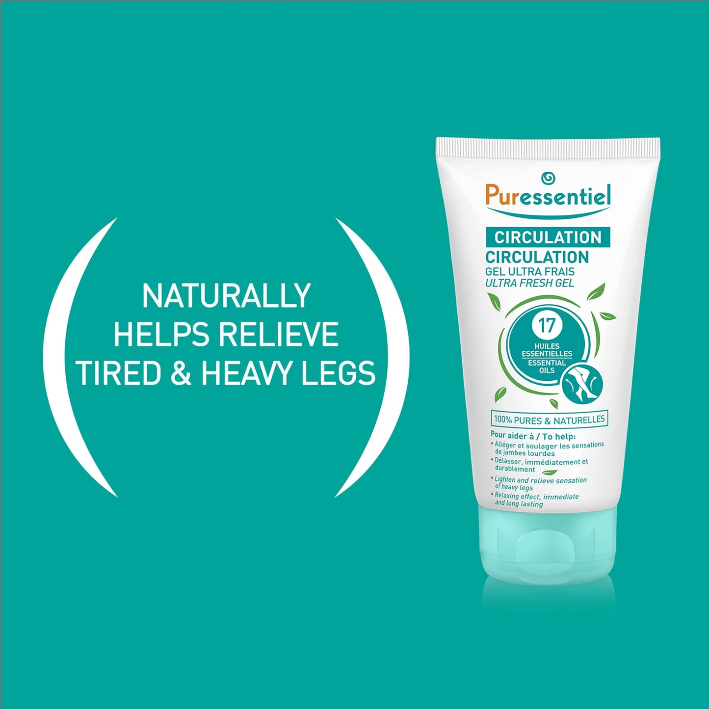 Puressentiel Soothing Gel for Tired Feet, Ankles, Legs - Aromatherapy Lotion with 17 Essential Oils for Body and Skin - Instant, Lasting Relief and Circulation - Natural and Alcohol Free - 4.22 oz - dailyvitalstore
