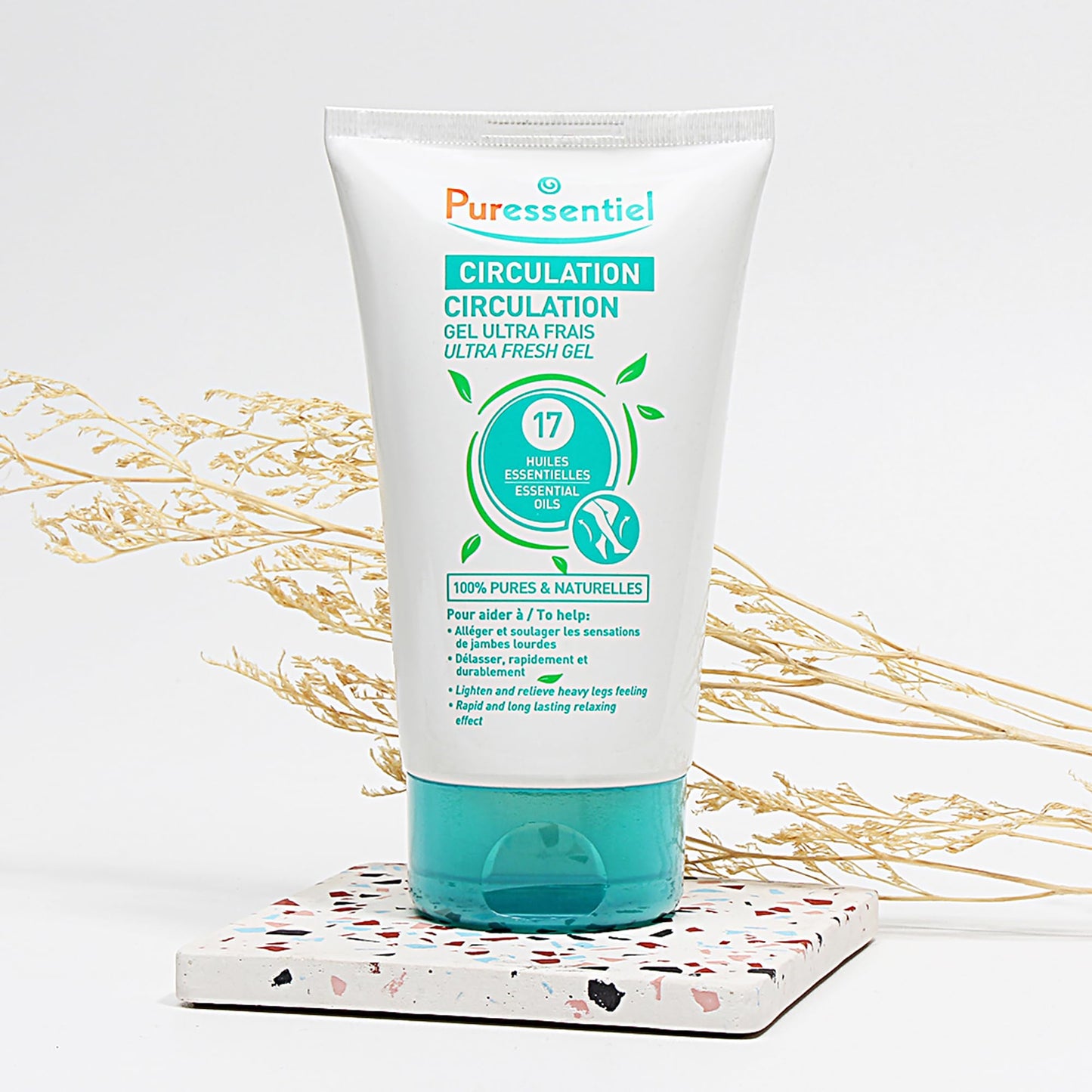Puressentiel Soothing Gel for Tired Feet, Ankles, Legs - Aromatherapy Lotion with 17 Essential Oils for Body and Skin - Instant, Lasting Relief and Circulation - Natural and Alcohol Free - 4.22 oz - dailyvitalstore