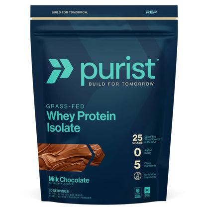 PURIST REP Whey Protein Powder, Premium Milk Chocolate Grassfed Isolate,Workout Recovery, Keto Friendly, Clean Nutrition Meal Replacement, Promotes Lean Muscle, Sugar and Gluten-Free Women Men, 2 Lb - dailyvitalstore
