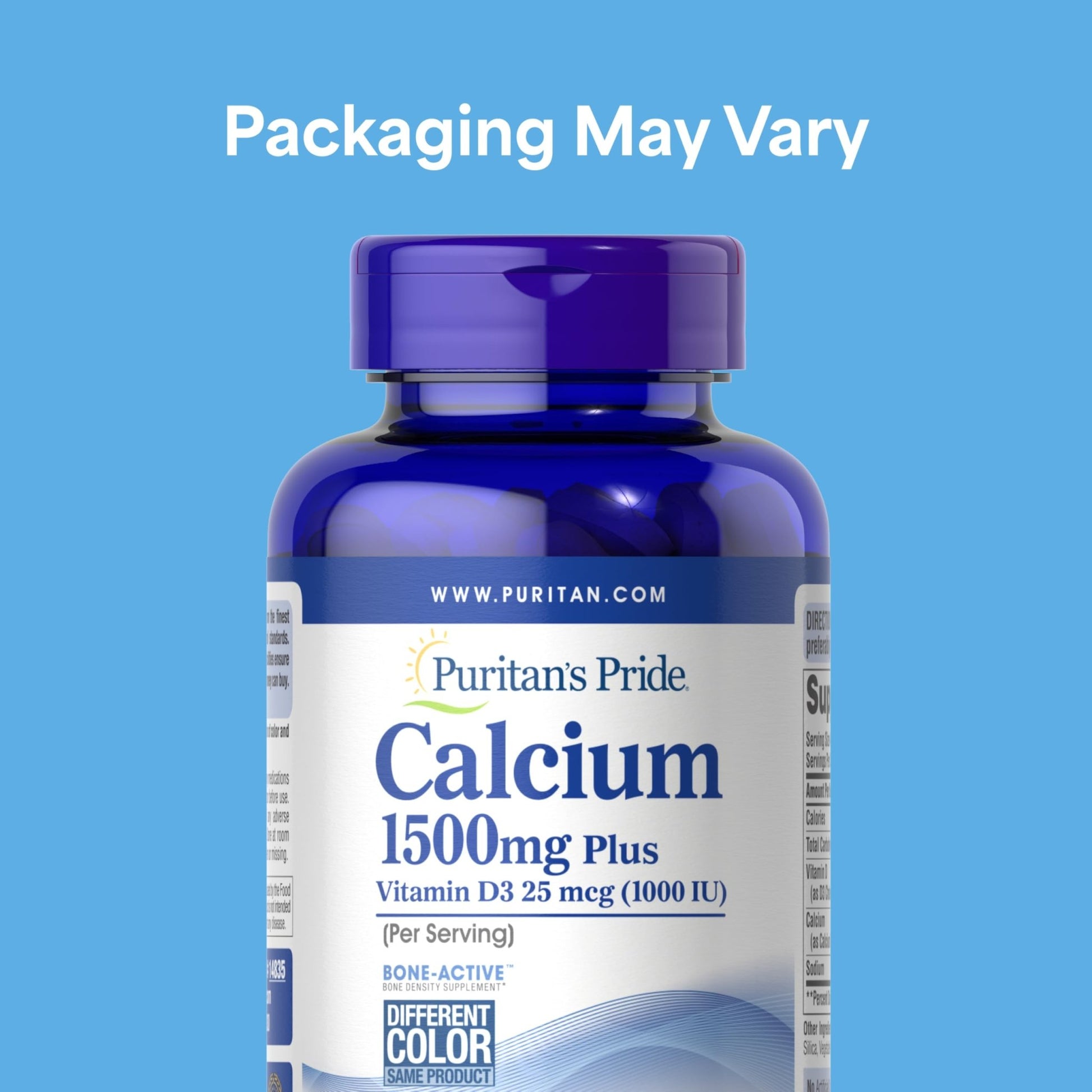 Puritan's Pride Absorbable Calcium 1500 mg Plus Vitamin D3 25mcg 1000 IU, Dietary Supplement for Bone Strength, Heart, Nerve, Muscle - dailyvitalstore