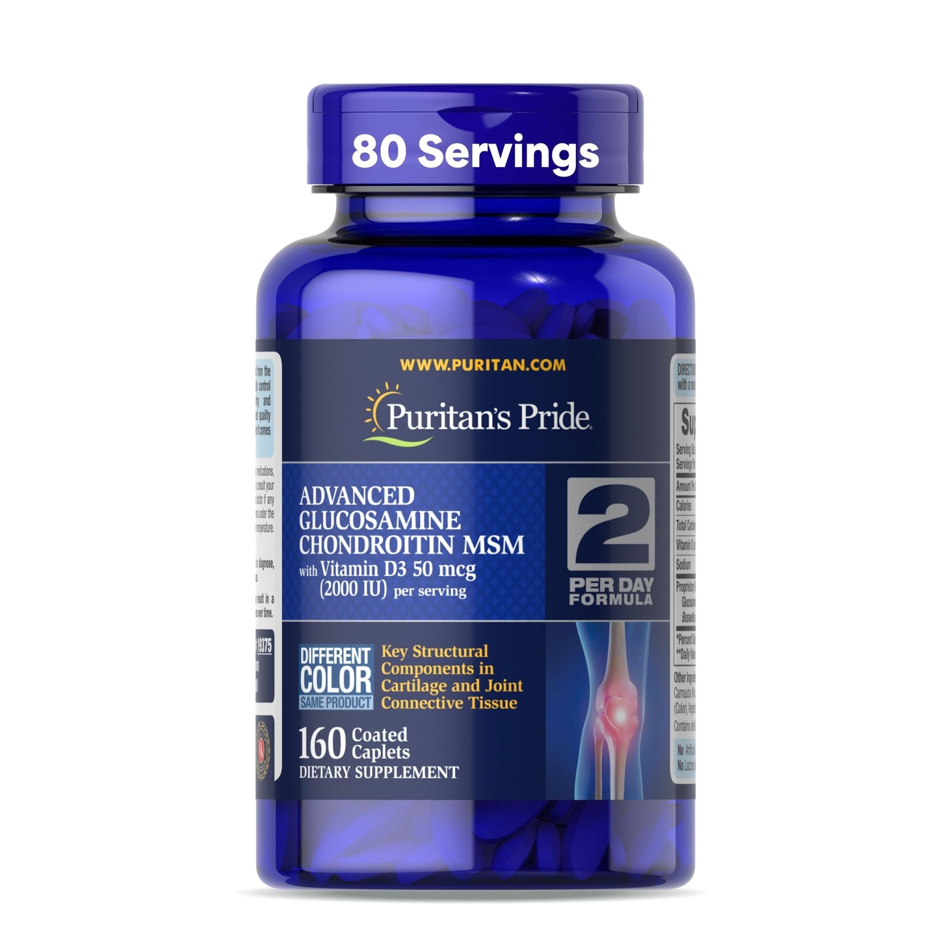Puritan's Pride Advanced Glucosamine Chondroitin MSM with Vitamin D3 50mcg (2000 IU), Dietary Supplement for Joint Health - dailyvitalstore