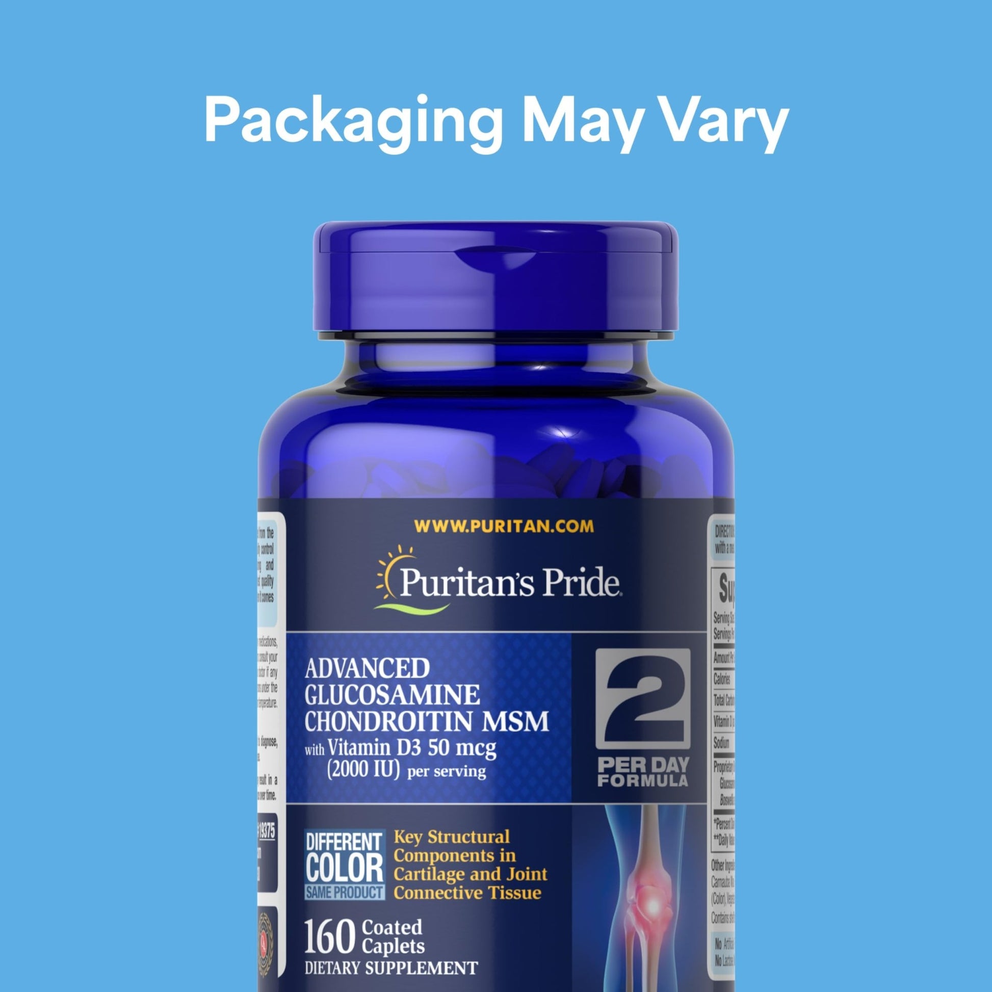 Puritan's Pride Advanced Glucosamine Chondroitin MSM with Vitamin D3 50mcg (2000 IU), Dietary Supplement for Joint Health - dailyvitalstore