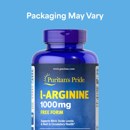 Puritan's Pride L-Arinine 1000mg, Dietary Supplement Supports Nitric Oxide Levels and Heart and Circulatory Heath, 100 Day Supply, 100 Tablets - dailyvitalstore