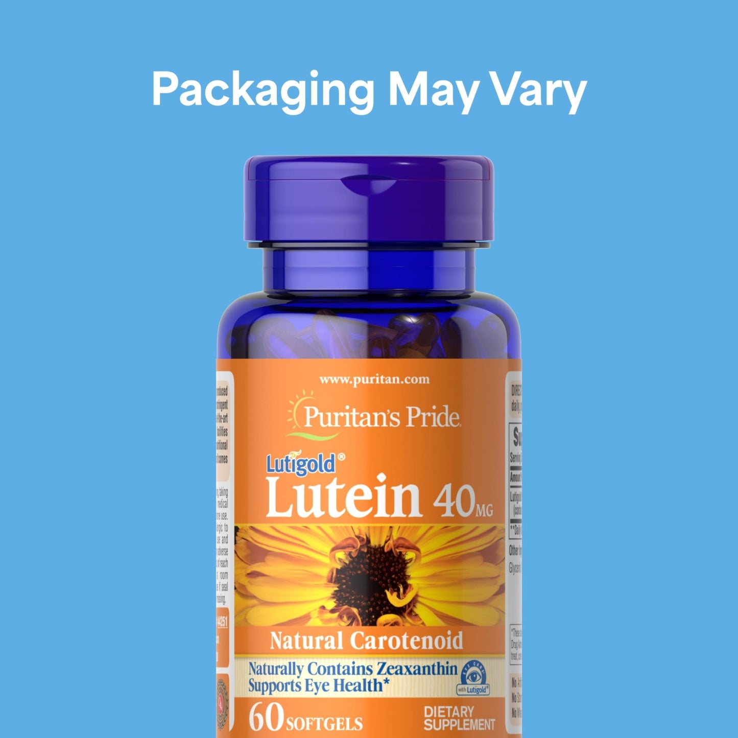 Puritan's Pride Premium Lutigold™ Lutein Carotenoid 40 mg with Zeaxanthin for Men and Women, Dietary Supplement for Eye Health Support, 2 Month Supply, 60 Easy-to-Swallow Softgels - dailyvitalstore