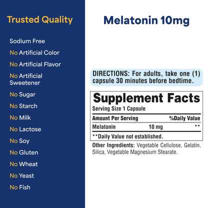 Puritan's Pride Premium Super Strength Melatonin 10mg Sleep Aid, Dietary Supplement for Sound, Restful, & Longer Sleep Support, 4 Month Supply, - dailyvitalstore