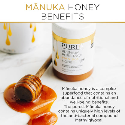 PURITI Premium Manuka Honey Lozenges High Potency - Sugar Free Drops | Genuine New Zealand Raw Manuka Honey Soothers for Coughs & Sore Throats | UMF Certified MGO 400+ UMF12+ (16 Pack) - dailyvitalstore