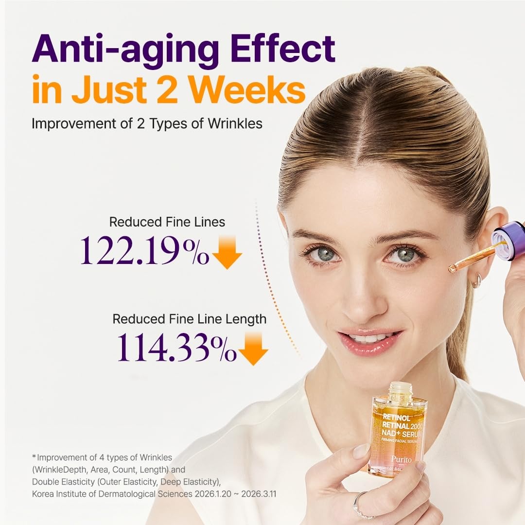 PURITO Retinol 0.1% + Retinal 0.1% Anti-Aging Facial Serum | for Wrinkles, Fine Lines & Firmer Skin | Dual Retinoids with NAD+, Improve Elasticity & Skin Texture - dailyvitalstore