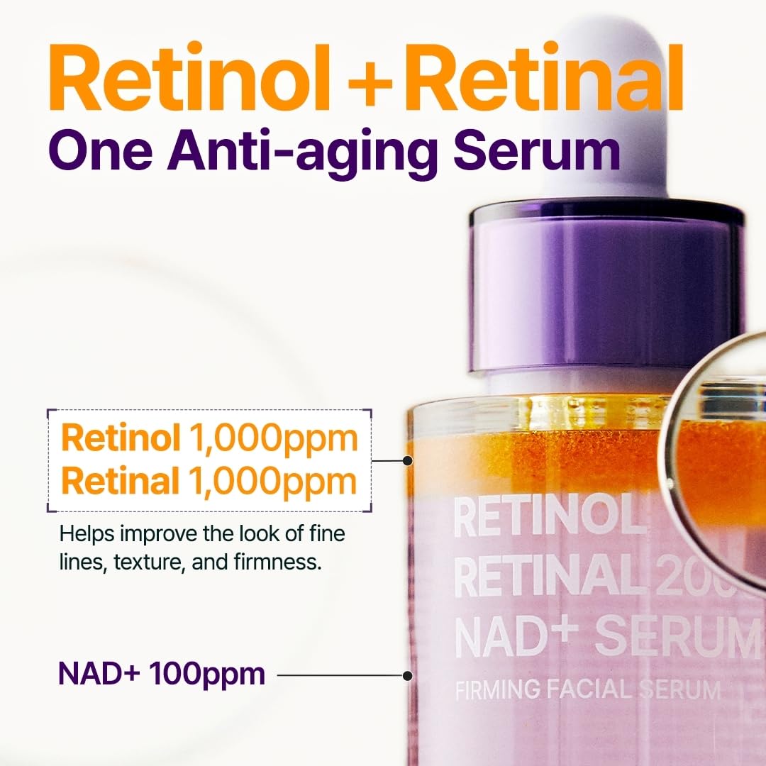 PURITO Retinol 0.1% + Retinal 0.1% Anti-Aging Facial Serum | for Wrinkles, Fine Lines & Firmer Skin | Dual Retinoids with NAD+, Improve Elasticity & Skin Texture - dailyvitalstore