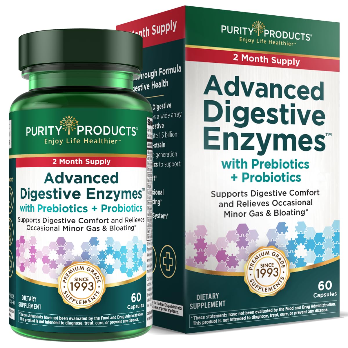 Purity Products Advanced Digestive Enzymes with Probiotics & Prebiotics – Digestive Health Supplement for Bloating, Gas Relief & Gut Support - dailyvitalstore