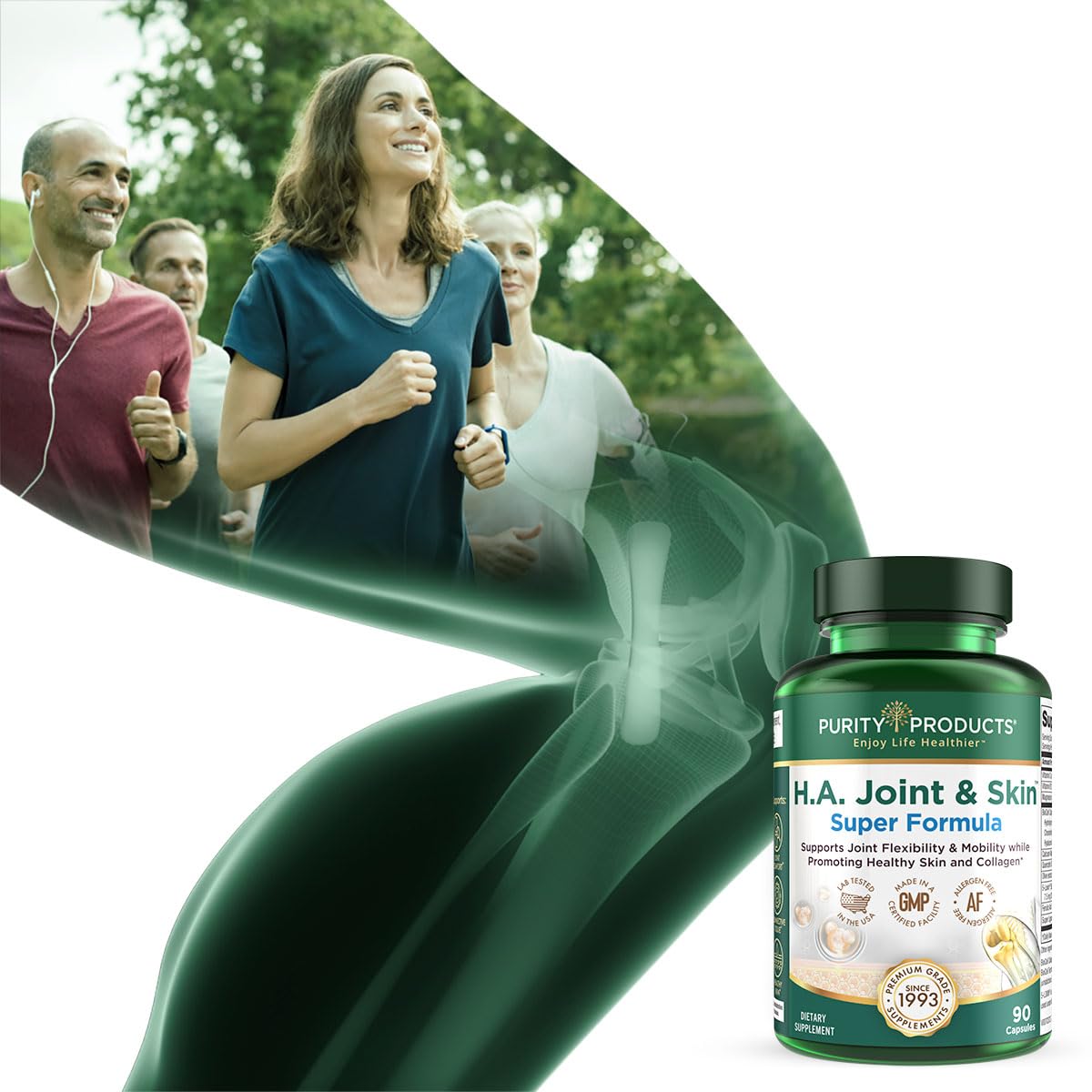 Purity Products H.A. Joint and Skin Super Formula Biocell Collagen w/Hyaluronic Acid Supports Healthy Joint Flexibility, Healthy Synovial Fluid, and Lubrication - 5-Loxin - 90 Capsules (1) - dailyvitalstore