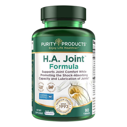 Purity Products HA Joint Formula Hyaluronic Acid + Key CoFactors - Joints + Skin Multi Collagen (Type I, II & III) - 5-Loxin - Olive Fruit Extract - dailyvitalstore