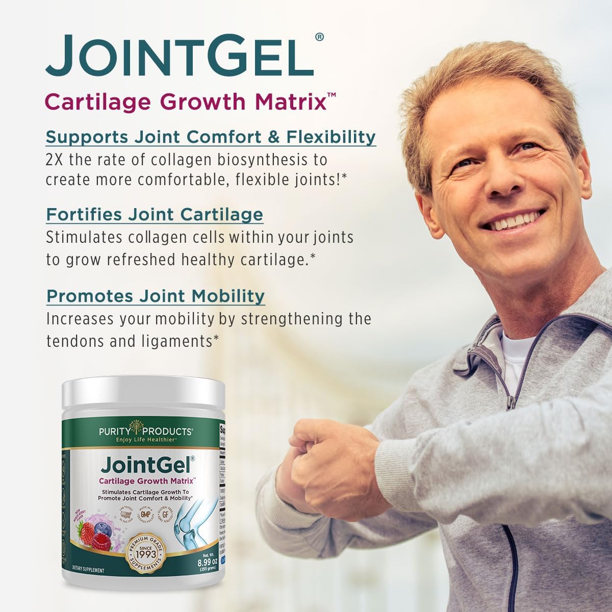 Purity Products JointGel Formula Collagen Peptides + MSM - Supports Joint Flexibility + Fortify Joint Cartilage - Berry Powder - 30 Day Supply - dailyvitalstore