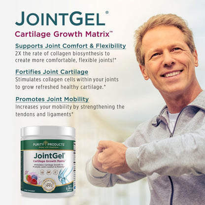 Purity Products JointGel Formula Collagen Peptides + MSM - Supports Joint Flexibility + Fortify Joint Cartilage - Berry Powder - 30 Day Supply - dailyvitalstore