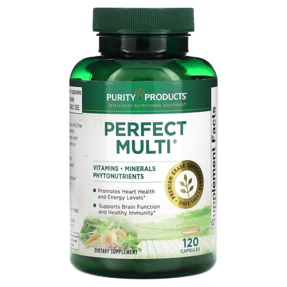 Purity Products Perfect Multi - Multivitamin Packed with Vitamins, Minerals and Phytonutrients - 60 Breakthrough Nutrients - Support for Healthy Immunity, Normal Energy Levels - 120 Capsules (1) - dailyvitalstore