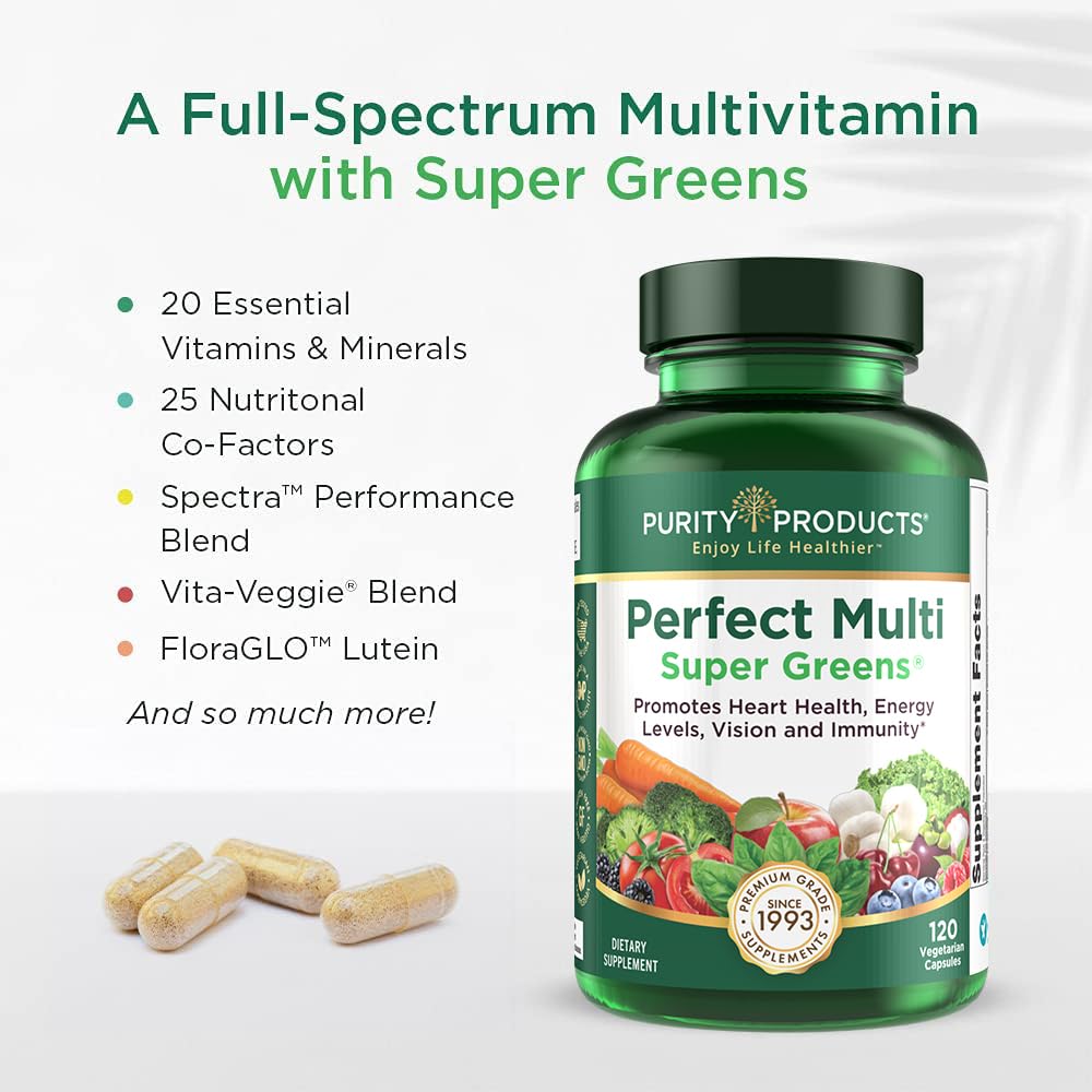Purity Products Perfect Multi Super Greens Dietary Supplement Health Nutrition, 120 count - dailyvitalstore