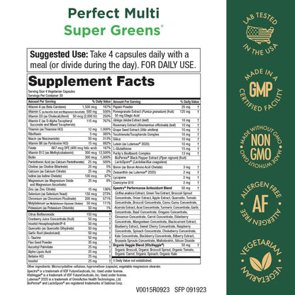 Purity Products Perfect Multi Super Greens Dietary Supplement Health Nutrition, 120 count - dailyvitalstore