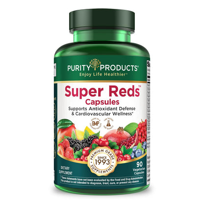 Purity Products Super Reds Capsules Formula (20+ Organic Super Fruits and Berries) Certified Organic Phytonutrients - 90 Capsules - dailyvitalstore