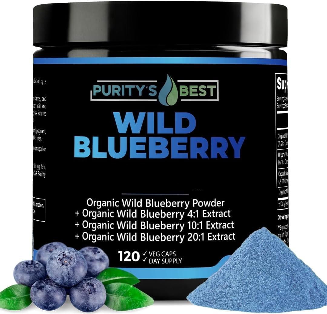Purity’s Best Wild Blueberry Extract, Rich in Flavonoids & Anthocyanins, Antioxidant Support for Brain & Heart Health, 4-Month Supply - dailyvitalstore