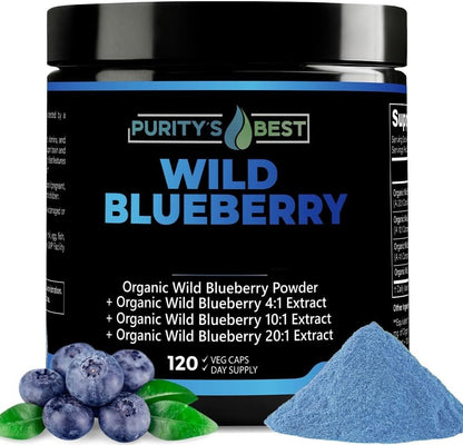 Purity’s Best Wild Blueberry Extract, Rich in Flavonoids & Anthocyanins, Antioxidant Support for Brain & Heart Health, 4-Month Supply - dailyvitalstore