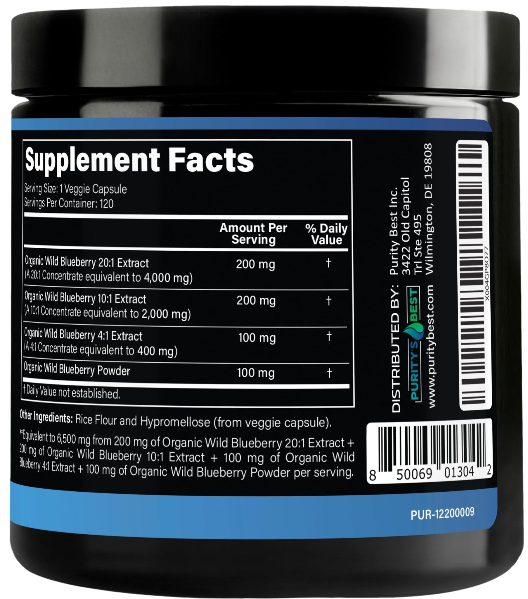 Purity’s Best Wild Blueberry Extract, Rich in Flavonoids & Anthocyanins, Antioxidant Support for Brain & Heart Health, 4-Month Supply - dailyvitalstore