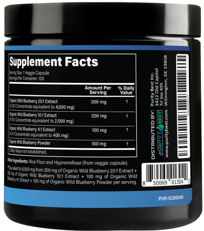 Purity’s Best Wild Blueberry Extract, Rich in Flavonoids & Anthocyanins, Antioxidant Support for Brain & Heart Health, 4-Month Supply - dailyvitalstore