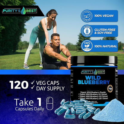 Purity’s Best Wild Blueberry Extract, Rich in Flavonoids & Anthocyanins, Antioxidant Support for Brain & Heart Health, 4-Month Supply - dailyvitalstore
