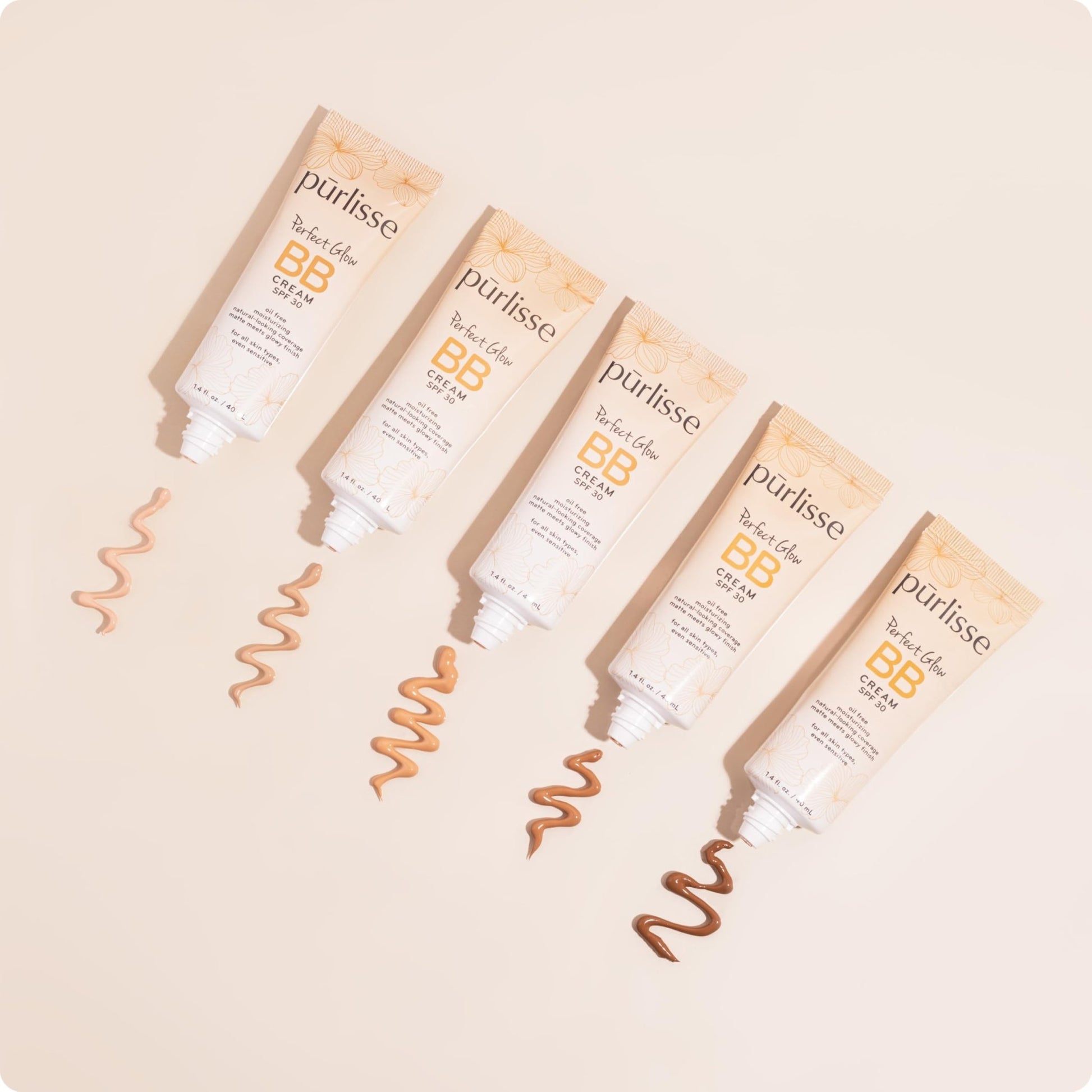 pūrlisse Perfect Glow BB Cream with SPF 30 - Matte Meets Dewy Finish - Enriched with Goji & Hawthorn Berry to Help Improve Skin Texture & Radiance - Medium Golden (1.4 oz) - dailyvitalstore